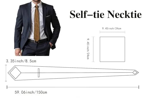 Dubulle Silk Necktie Set with Cufflinks & Pocket Square | Gold Brown 150cm | Formal & Wedding Accessory thumbnail 4