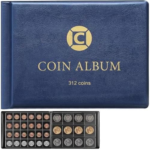 GWCASE 312-Pocket Coin Album for Collectors & Kids, 2-Sided Display, Blue | Classic PU Cover thumbnail 1