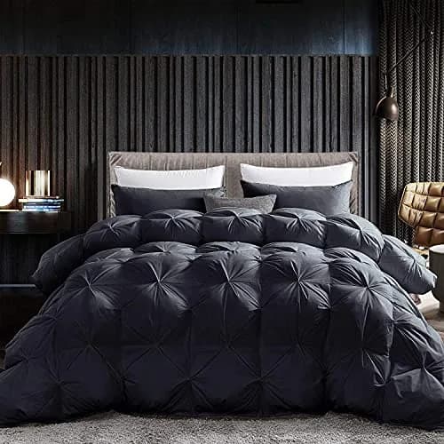 EGYPTIAN BEDDING Luxurious Black Pinch Pleat Down Comforter 120x98 | Oversize King, Egyptian Cotton, RDS Certified thumbnail 1
