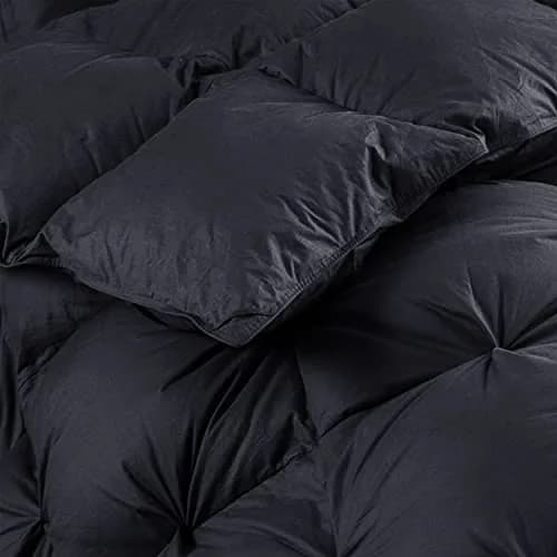 EGYPTIAN BEDDING Luxurious Black Pinch Pleat Down Comforter 120x98 | Oversize King, Egyptian Cotton, RDS Certified thumbnail 7