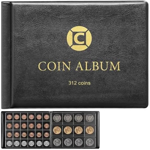 GWCASE Coin Collection Book Holder Albums for Collectors, 312 Pockets | Classic Black Display Album thumbnail 1