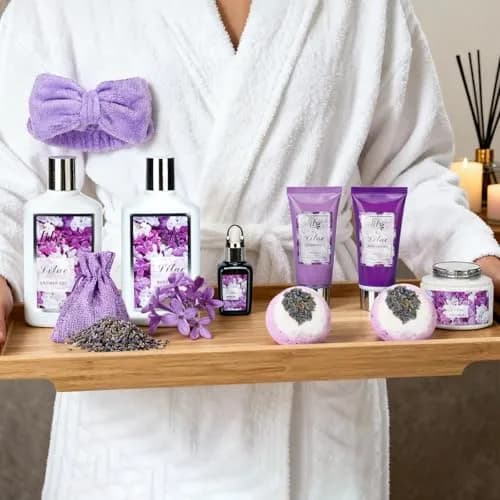 LILY ROY 17-Piece Spa Gift Set | Lavender Lilac Scent, Reusable Basket, Sulfate-Free, Cruelty-Free, Perfect for Women thumbnail 4