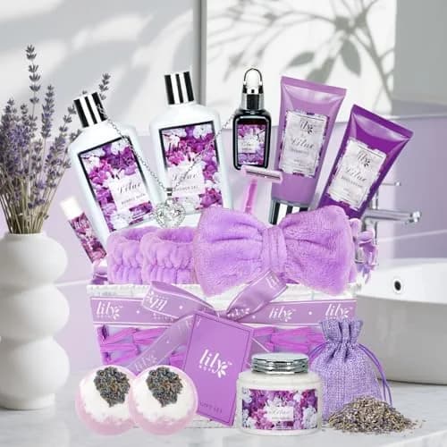 LILY ROY 17-Piece Spa Gift Set | Lavender Lilac Scent, Reusable Basket, Sulfate-Free, Cruelty-Free, Perfect for Women thumbnail 6