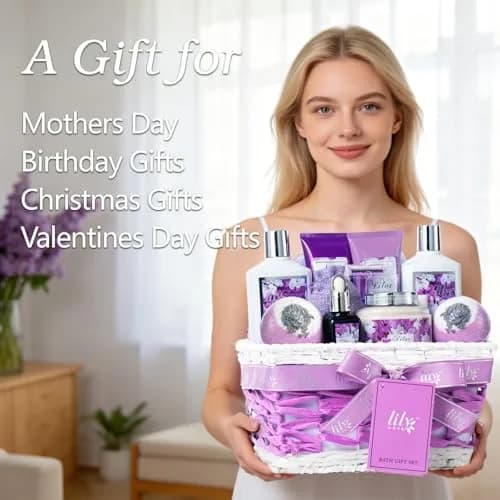 LILY ROY 17-Piece Spa Gift Set | Lavender Lilac Scent, Reusable Basket, Sulfate-Free, Cruelty-Free, Perfect for Women thumbnail 2