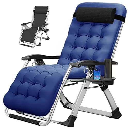 MOPHOTO Zero Gravity Chair, Outdoor Padded Lounge Chair with Side Table, Supports up to 440lbs — Sky Blue / Zero Gravity Chair