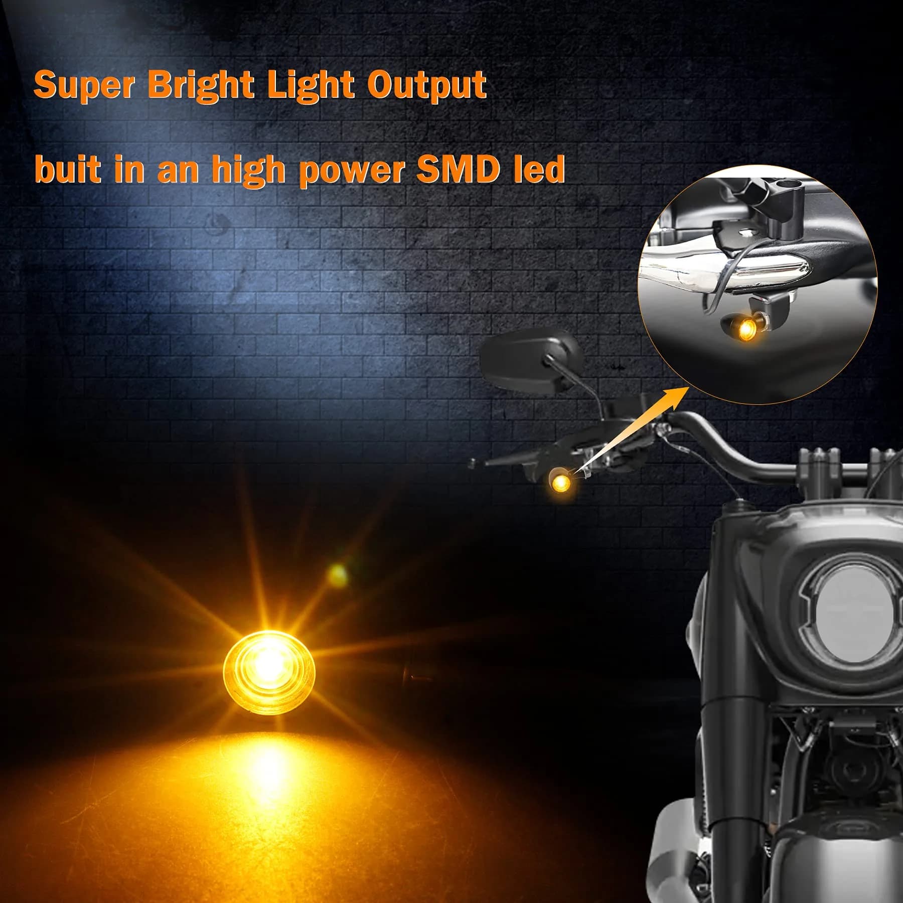 QUASCO Mini LED Motorcycle Turn Signal Lights with 8mm Mounting Bolt | Amber Light, Universal Fit for 12V DC Systems - view 2