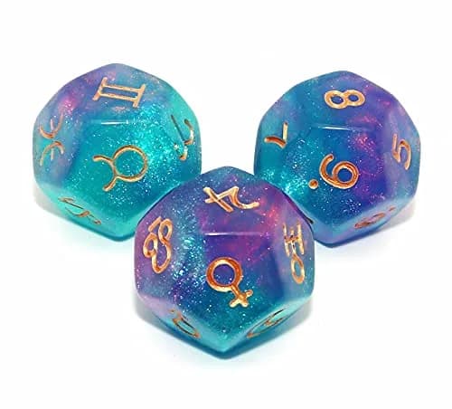CREEBUY Astrology Dice 3 Pieces | Polyhedral Constellation Divination Astro Dice Large thumbnail 1