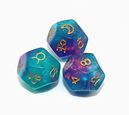 CREEBUY Astrology Dice 3 Pieces | Polyhedral Constellation Divination Astro Dice Large thumbnail 2