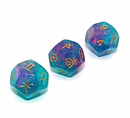 CREEBUY Astrology Dice 3 Pieces | Polyhedral Constellation Divination Astro Dice Large thumbnail 3