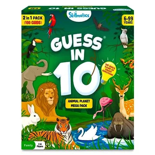 Skillmatics Guess in 10 Animals Megapack Trivia Card Game | Educational Board Game for Kids Ages 6+ thumbnail 1