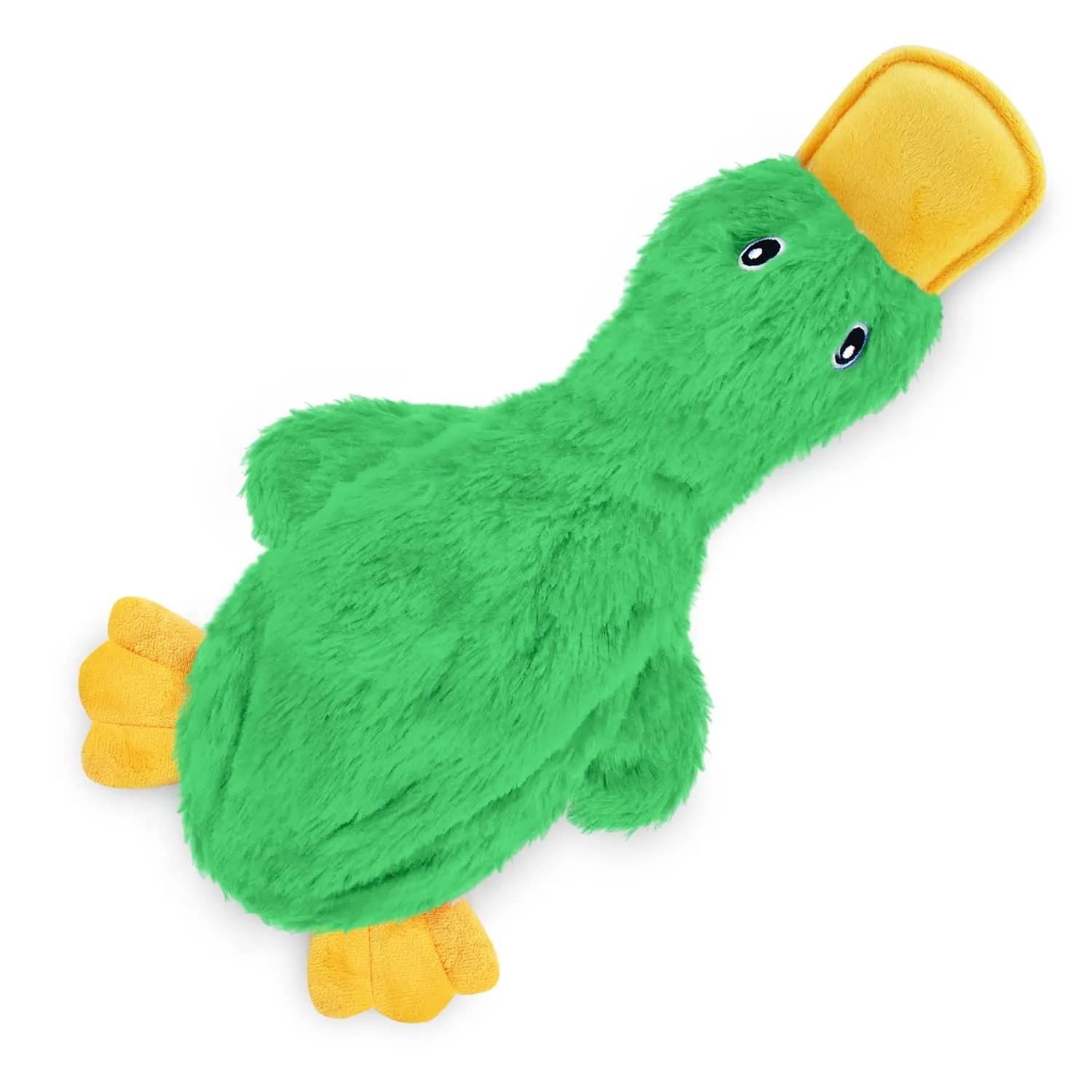 Best Pet Supplies Interactive Squeaky Dog Toy - Crinkle Duck, Green | No Stuffing, Crinkle Paper, Squeaker, 15"