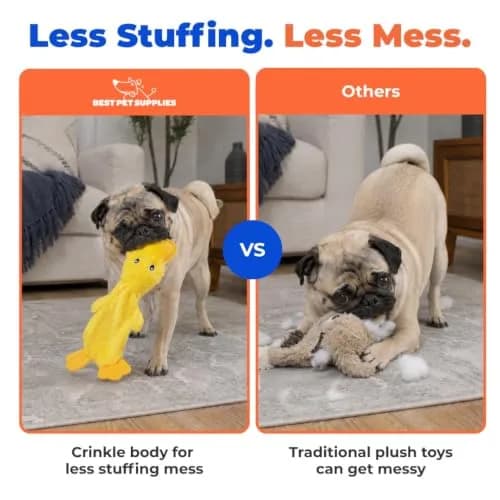 Best Pet Supplies Interactive Squeaky Dog Toy - Crinkle Duck, Yellow | No Mess, Durable & Fun (70-120 chars) thumbnail 5