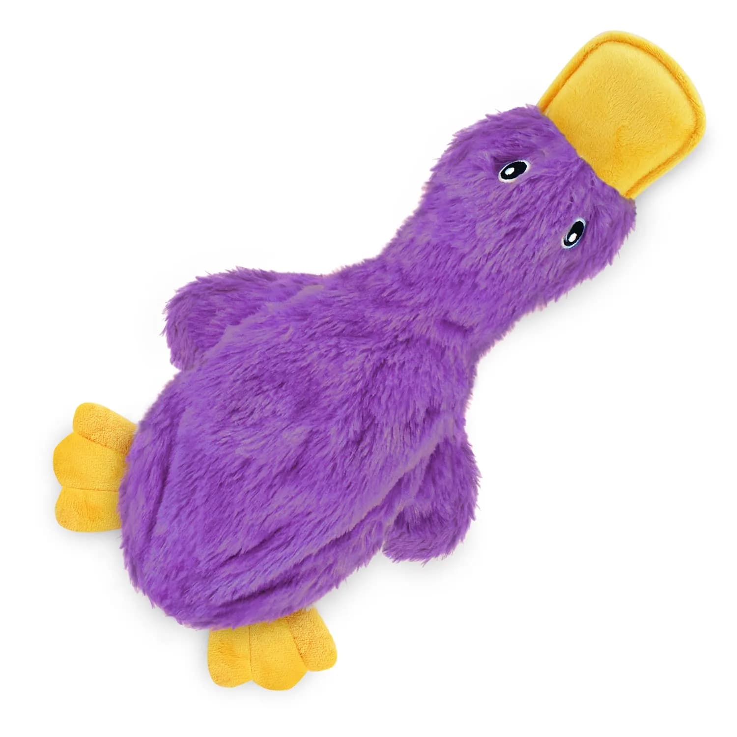 Best Pet Supplies Interactive Squeaky Dog Toy - Crinkle Duck, Purple | No Stuffing, Crinkle Paper, 15"