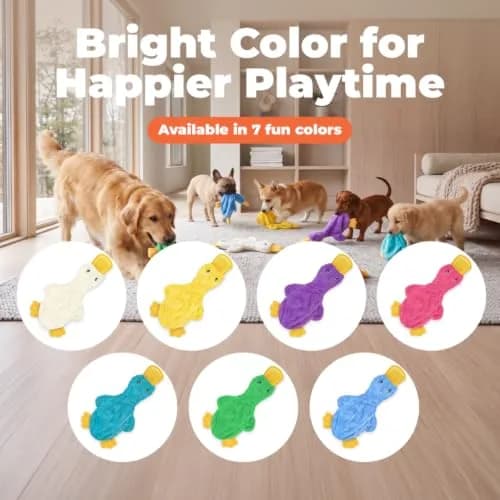 Best Pet Supplies Interactive Squeaky Dog Toy - Crinkle Duck, Purple | No Stuffing, Crinkle Paper, 15" thumbnail 6