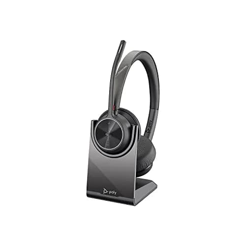 Poly Voyager 4320 UC Wireless Headset + Charge Stand | 24 Hrs Talk Time, Dual Mic Noise Cancelling thumbnail 1