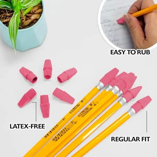 BAZIC Products Pink Pencil-Top Eraser Caps, 20 Count, 2-Pack | Soft, PVC-Free, Latex-Free for School & Office thumbnail 5