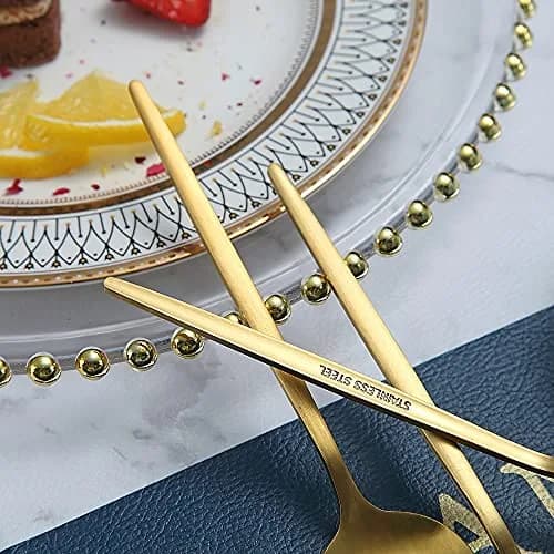 HOMQUEN Matt Gold 6 Piece Dinner Spoons - 8.1'' Stainless Steel Silverware for Home & Restaurant thumbnail 7