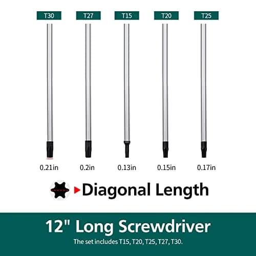 RUBY.Q 12in Magnetic Torx Screwdriver Set T15-T30 (5-Piece) | Precision Tool for Hard-to-Reach Areas thumbnail 2
