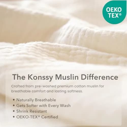 Konssy Baby Muslin Bandana Bibs 10 Pack | 6-Layer Organic Cotton, Adjustable, Soft & Absorbent for Drooling & Teething (One Size) thumbnail 2