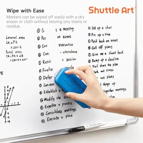Shuttle Art Black Dry Erase Markers, 16 Pack Fine Tip | Writes Smoothly, Wipes Cleanly thumbnail 6