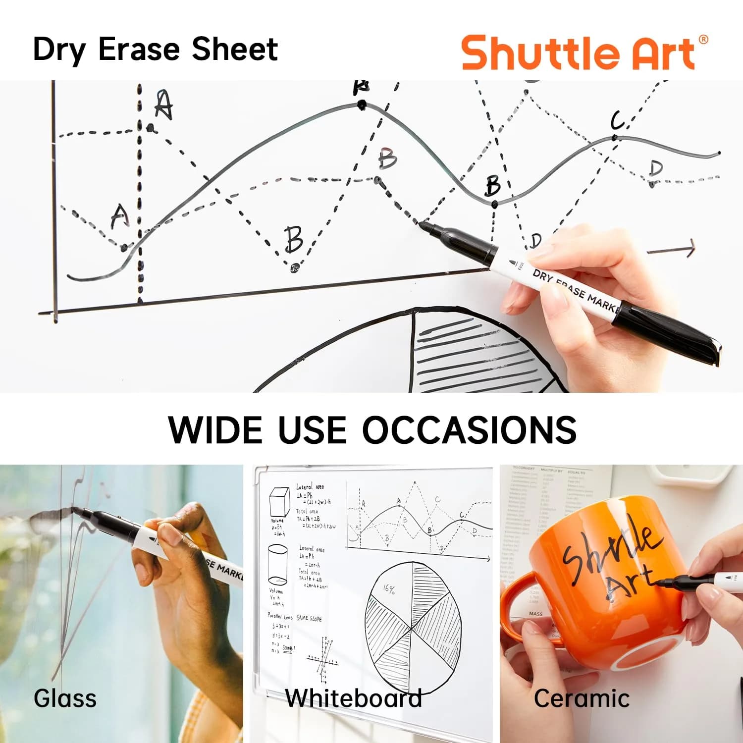 Shuttle Art Black Dry Erase Markers, 16 Pack Fine Tip | Smooth Ink Flow for Students & Office - view 5