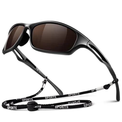 LINVO Polarized Sports Sunglasses Men Women UV400 Protection Wrap Around Goggles (62mm Lens, Black Frame) thumbnail 1