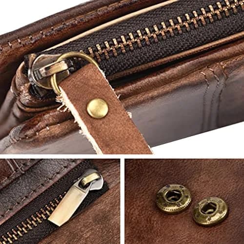 Hebetag Genuine Leather Long Wallet Clutch Purse with 18 Card Slots & Wrist Strap | Brown thumbnail 8