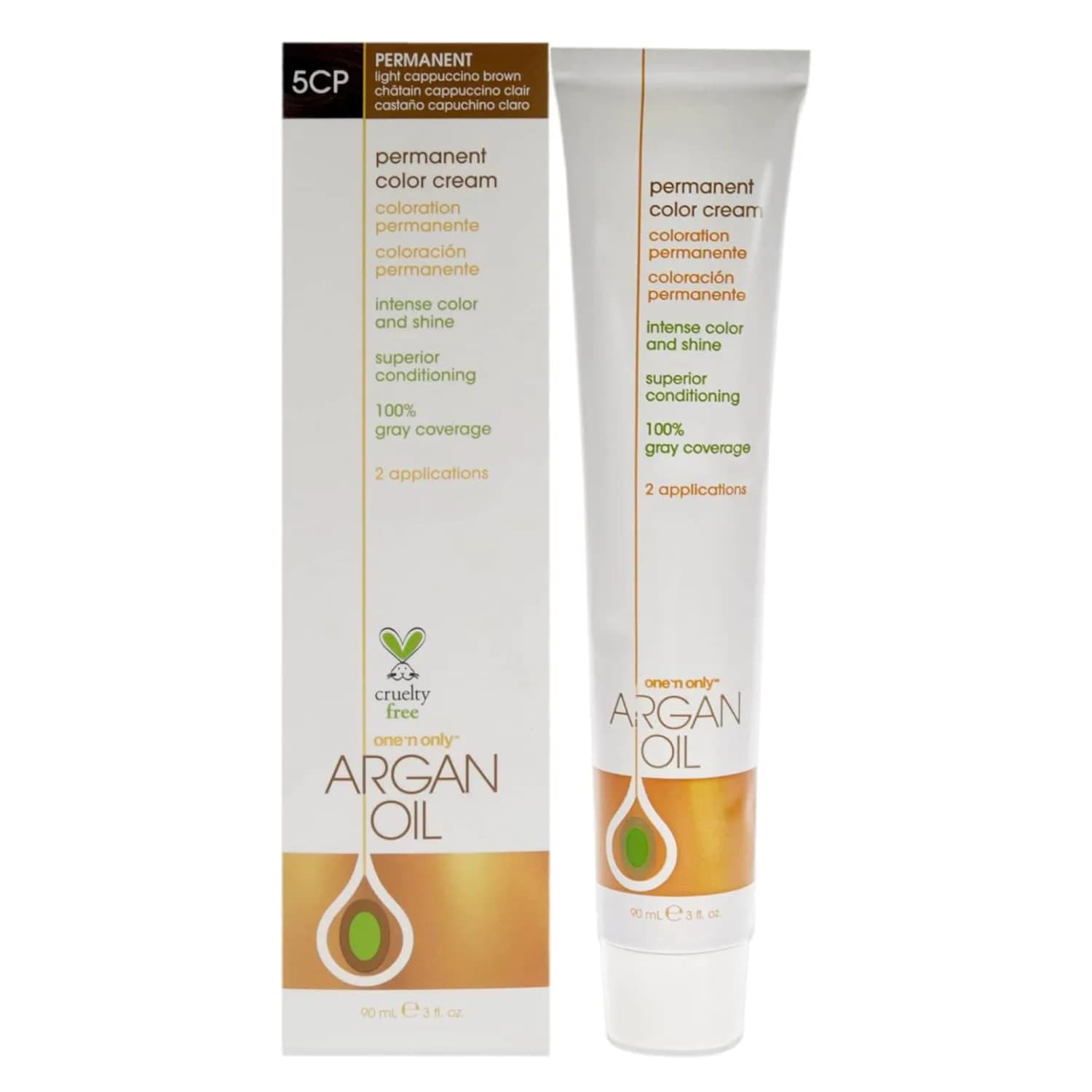 One 'N Only Permanent Hair Color & Dye, 5CP Light Cappuccino Brown, 3 oz | Rich, True Tones with Argan Oil (120 chars) — Light Cappuccino Brown