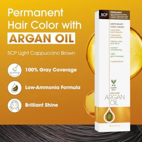 One 'N Only Permanent Hair Color & Dye, 5CP Light Cappuccino Brown, 3 oz | Rich, True Tones with Argan Oil (120 chars) thumbnail 2