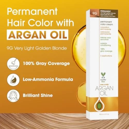 One 'N Only Permanent Hair Color & Dye, 9G Very Light Golden Blonde, 3 oz | Rich, Accurate Tones with Argan Oil (90c) thumbnail 2