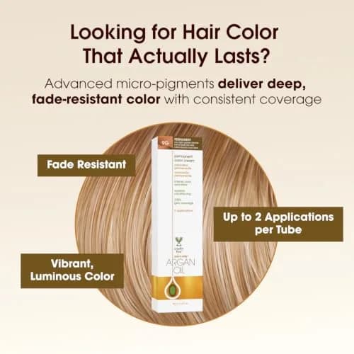 One 'N Only Permanent Hair Color & Dye, 9G Very Light Golden Blonde, 3 oz | Rich, Accurate Tones with Argan Oil (90c) thumbnail 3