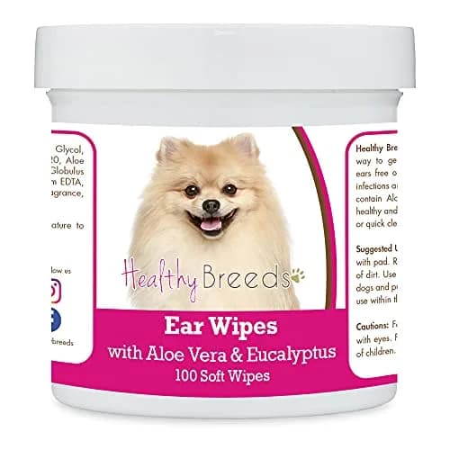 Healthy Breeds Pomeranian Ear Cleaning Wipes with Aloe & Eucalyptus 100 Count | Gentle Ear Care for Dogs thumbnail 1