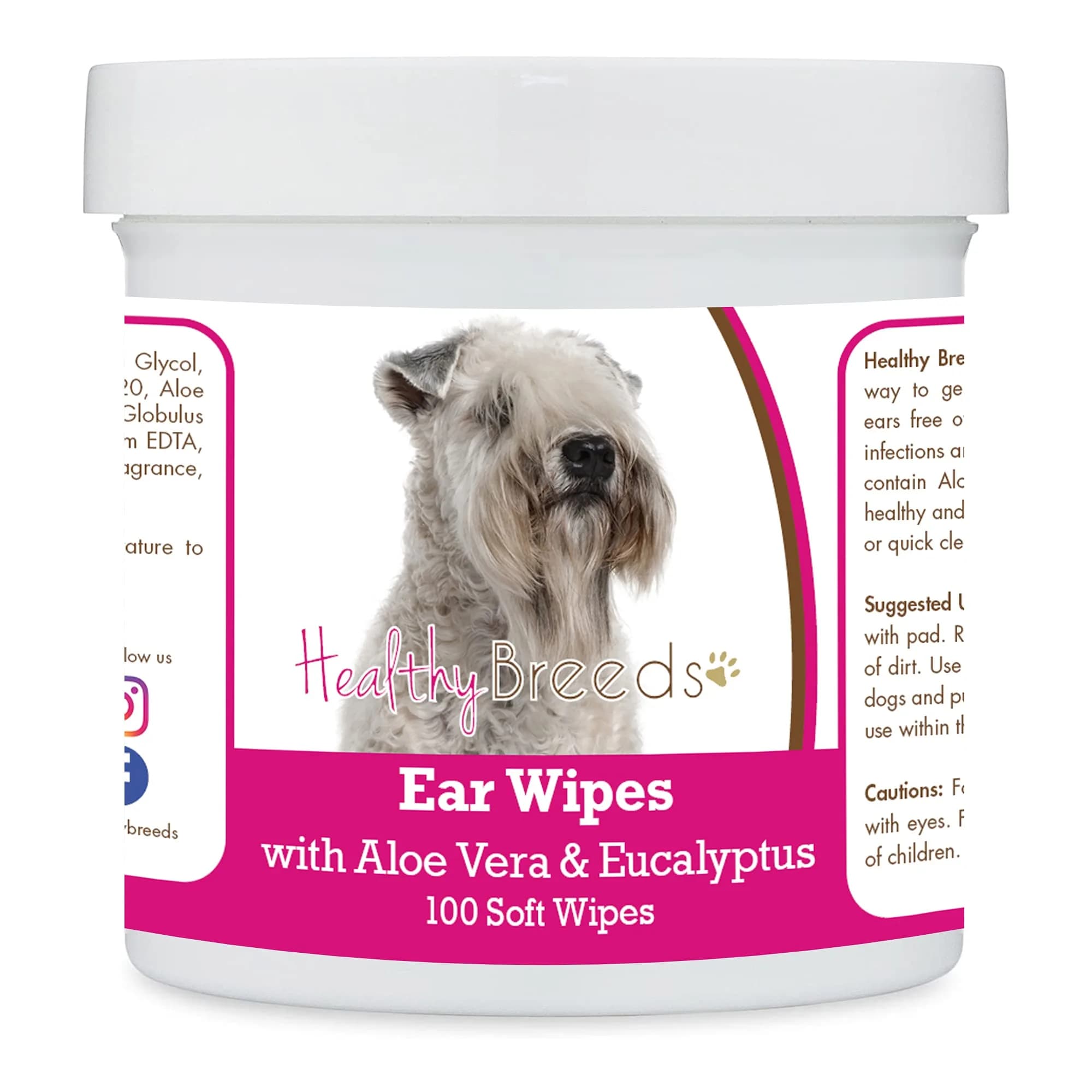 Healthy Breeds Ear Wipes for Dogs 100 Count | Aloe & Eucalyptus, Alcohol-Free, Made in USA — White