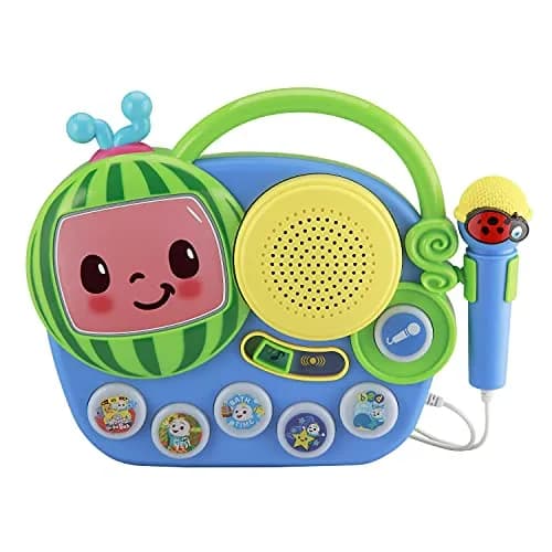 eKids Cocomelon Toy Singalong Boombox with Microphone and Built-in Music | Toddler Musical Toy for Fans of Cocomelon (10.63 x 2.24 x 8.7 inches) thumbnail 1