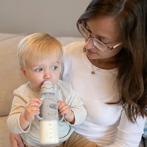 Dr. Brown's Narrow Sippy Straw Bottle with Handles, Gray & Pink, 2-Pack | Baby Bottle Transition Aid for 6m+ thumbnail 8