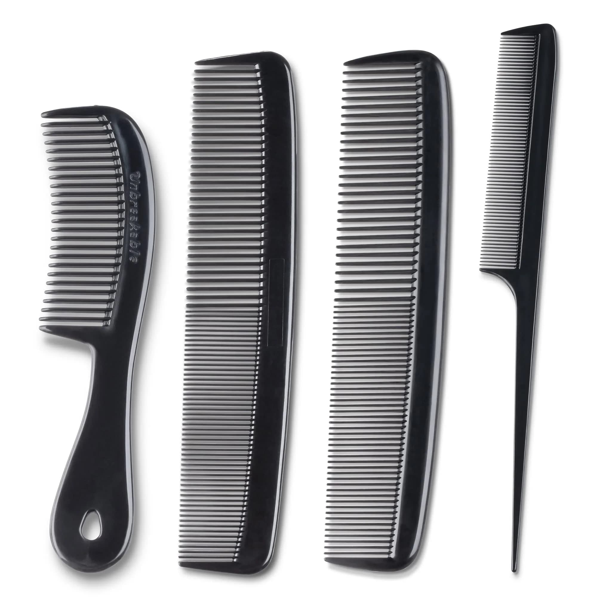 Mars Wellness Black 4 Piece Professional Comb Set | Detangling, Styling, and Grooming - main product image