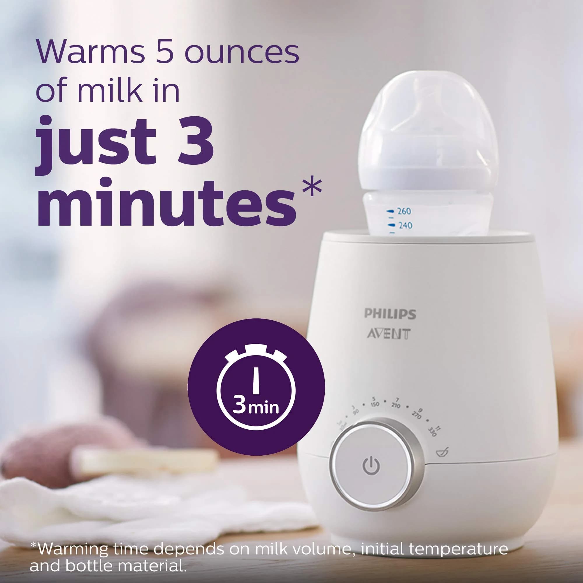 Philips Avent Baby Bottle Warmer with Smart Temperature Control | Fast & Reliable Milk Heating — 4 Ounce Bottles