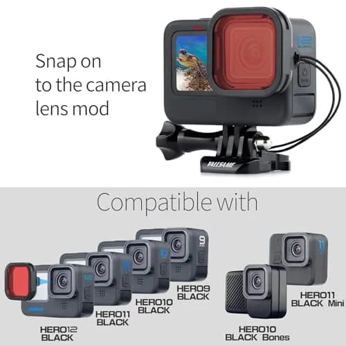 YALLSAME 2-Pack Snorkel Lens Filter Set for GoPro Hero 12 11 10 9 Black | Underwater Color Correction Filters thumbnail 4
