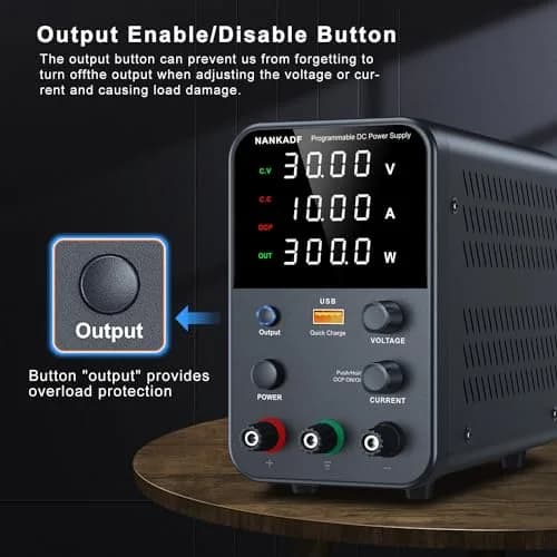 NANKADF 30V 10A Black DC Power Supply | Precise Encoder Knob & USB Quick-Charge thumbnail 4