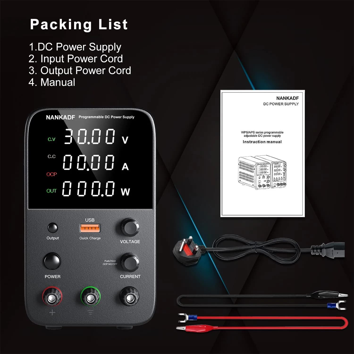 NANKADF 30V 10A Black DC Power Supply | Precise Encoder Knob & USB Quick-Charge - view 6