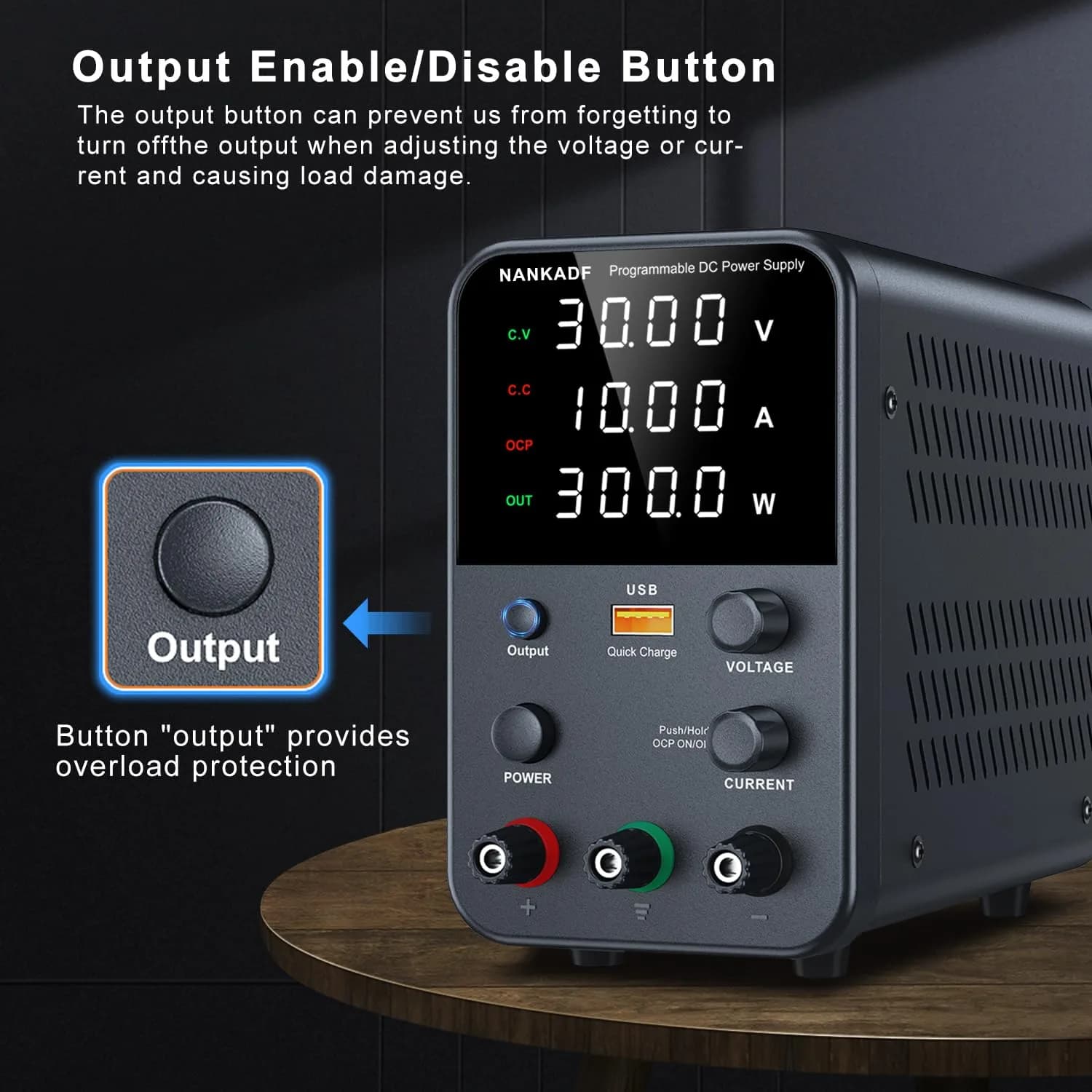 NANKADF 30V 10A Black DC Power Supply | Precise Encoder Knob & USB Quick-Charge - view 4