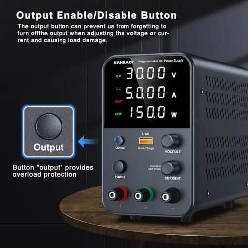 NANKADF 30V 5A Black Bench Power Supply | Precise Encoder Knob & USB Fast Charging thumbnail 4
