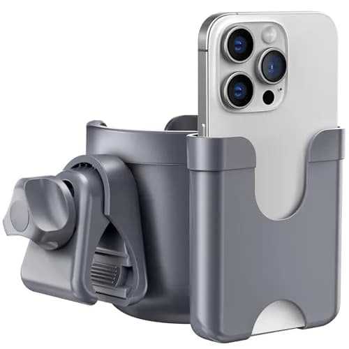 Guiseapue Universal Stroller Cup Holder with Phone Mount | Fits 0.55-1.7 Inch Rods thumbnail 1