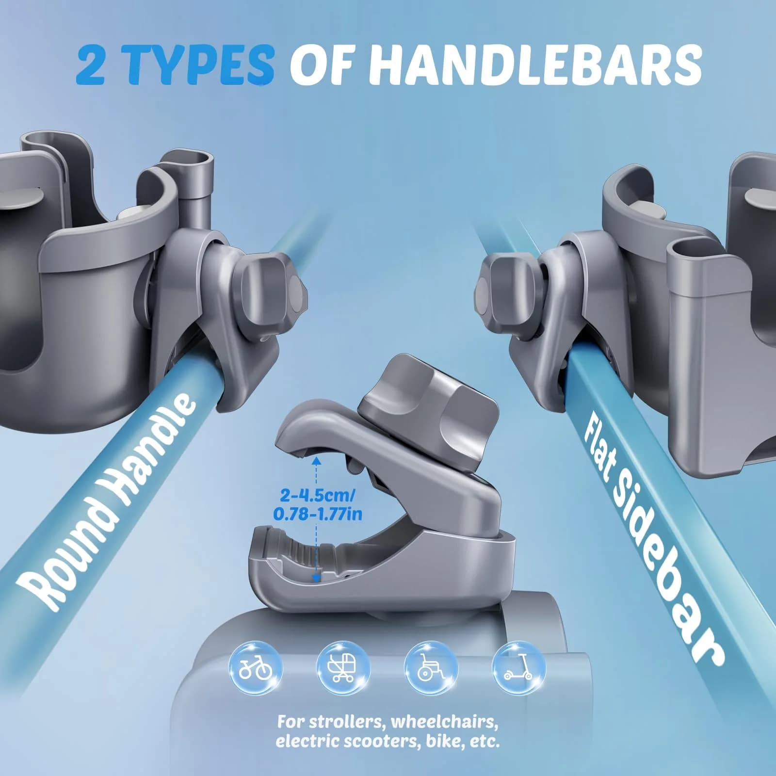 Guiseapue Universal Stroller Cup Holder with Phone Mount | Fits 0.55-1.7 Inch Rods - view 5