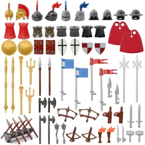 Feleph Medieval Weapons Pack for Knight Figures 69 Pieces | Educational Toy Block Kit Compatible with Major Brands thumbnail 1