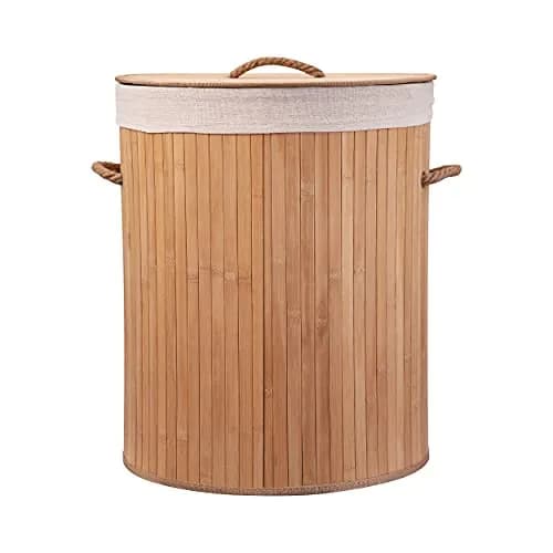 Eco Bath London Bamboo Laundry Basket with Lid - 55 Liters | Elegant Round Design, Eco-Friendly & Spacious thumbnail 1