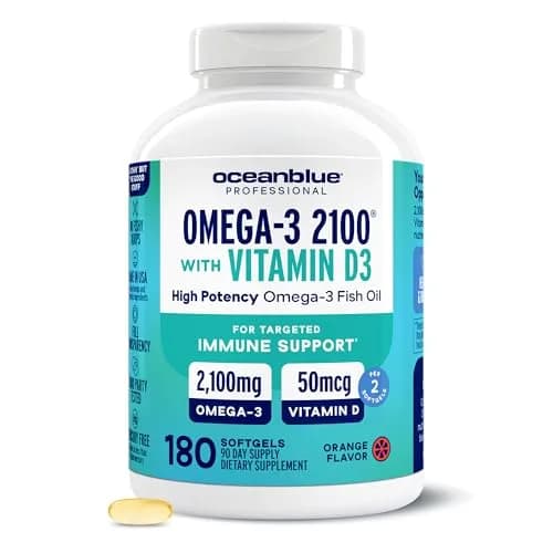 Oceanblue Omega-3 2100 with Vitamin D3-180 Softgels | Triple Strength EPA DHA DPA Support thumbnail 1