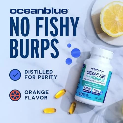 Oceanblue Omega-3 2100 with Vitamin D3-180 Softgels | Triple Strength EPA DHA DPA Support thumbnail 5