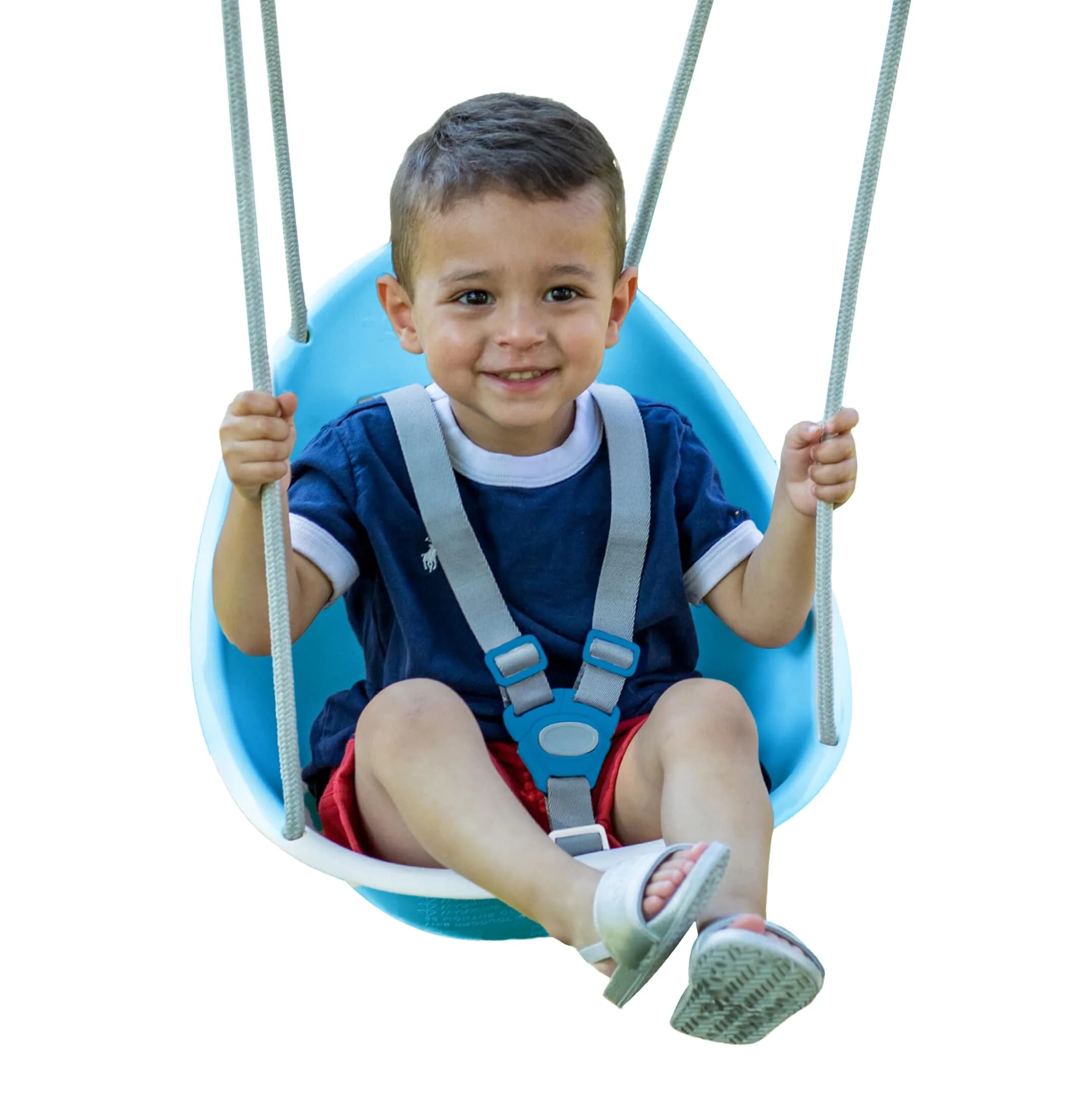 Swurfer Coconut Toddler Swing Rose Pink | Safe 3-Point Adjustable Harness, Easy Setup, Blister-Free Rope, Ages 6-36 Months — Blue