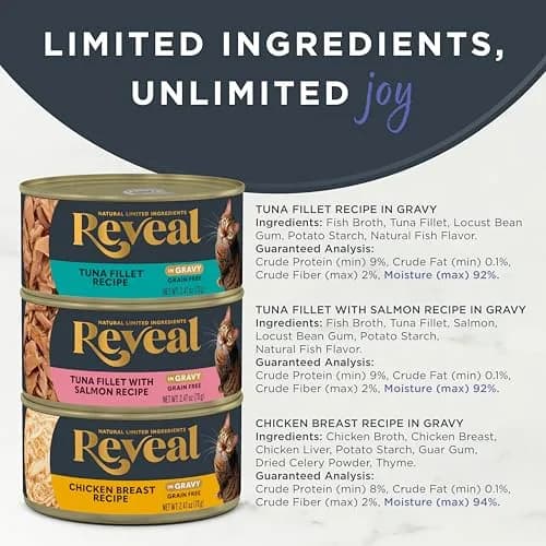 Reveal Fish & Chicken Variety in Gravy Wet Cat Food 12-Pack 2.47 oz Can | Natural, Grain-Free, Limited Ingredient thumbnail 3